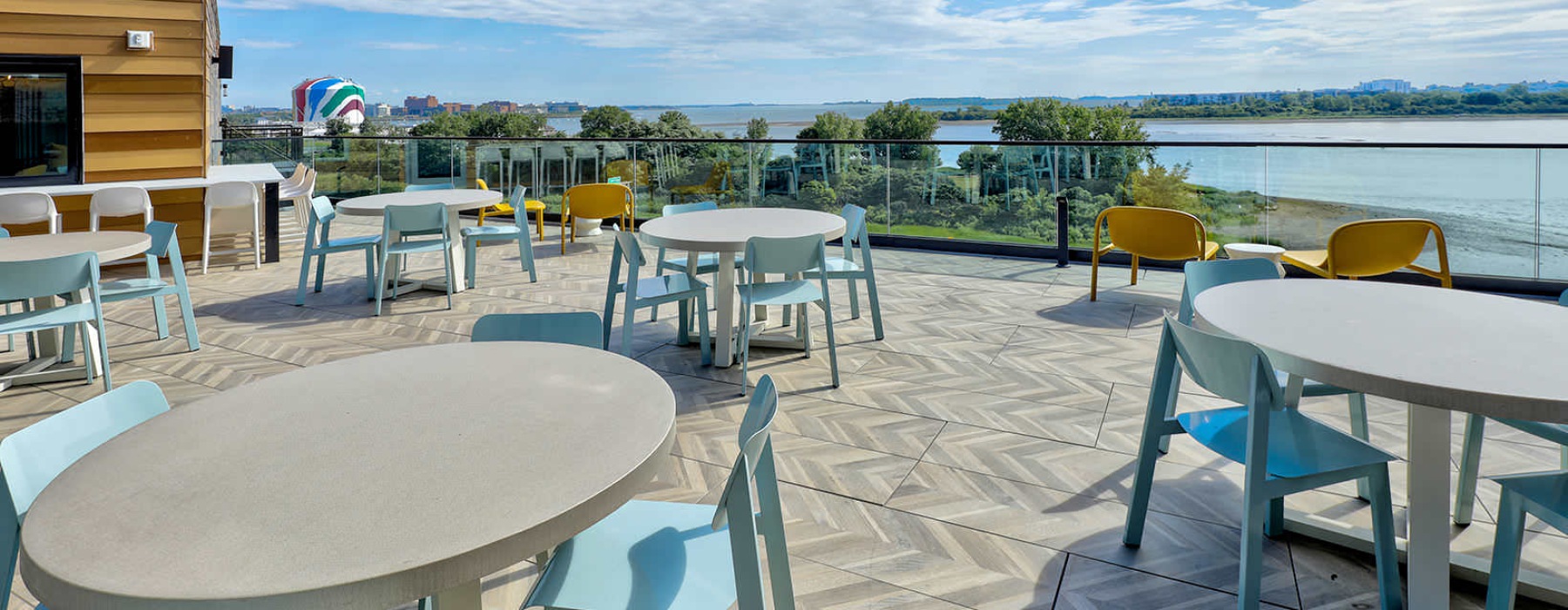 water views from rooftop lounge